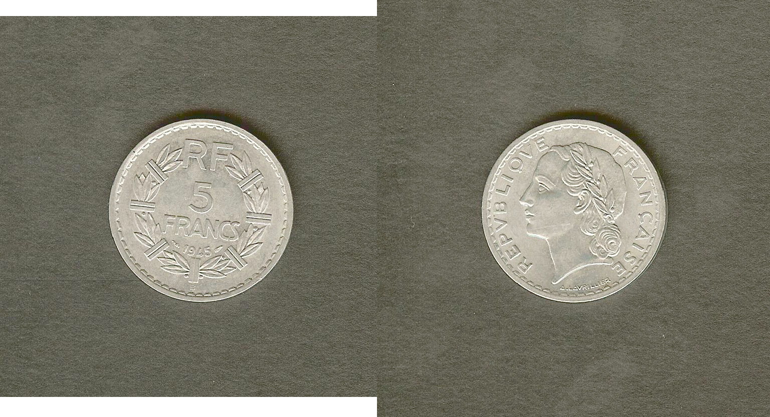 5 francs Lavrillier, aluminium 1945 Beaumont-Le-Roger SUP+